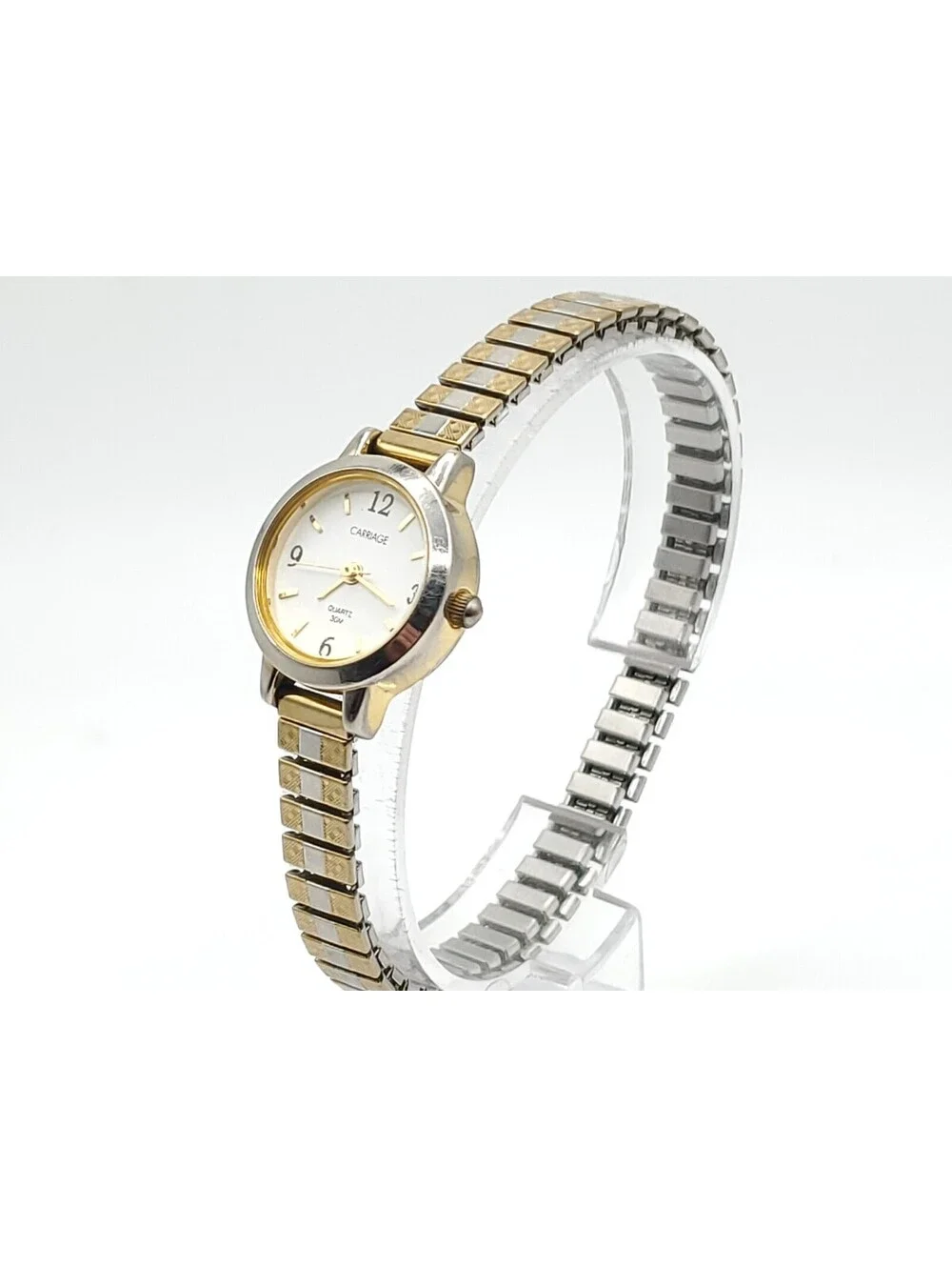 Carriage By Timex Quartz Watch Womens New Battery Two-Tone Expandable Band 20mm